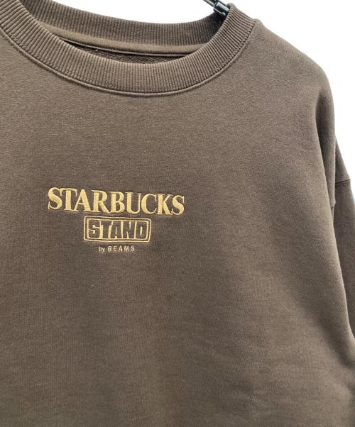 BEAMS（ビームス）BEAMS (ビームス) STARBUCKS COFFEE (スターバックスコーヒー) クルーネックスウェット ブラウン サイズ:Lの古着・服飾アイテム
