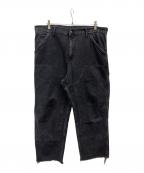 Carhartt WIPカーハート ワークインプログレス）の古着「ダブルニーデニムパンツ」｜ブラック