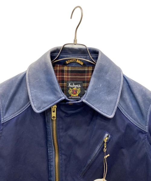 Schott（ショット）Schott (ショット) LEATHER TRIM WAX CTN RIDERS ブルー サイズ:Mの古着・服飾アイテム