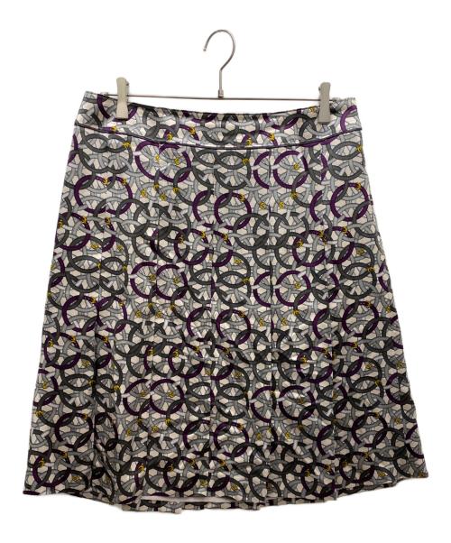 BURBERRY LONDON（バーバリーロンドン）BURBERRY LONDON (バーバリーロンドン) 総柄スカート グレー×パープル サイズ:46の古着・服飾アイテム