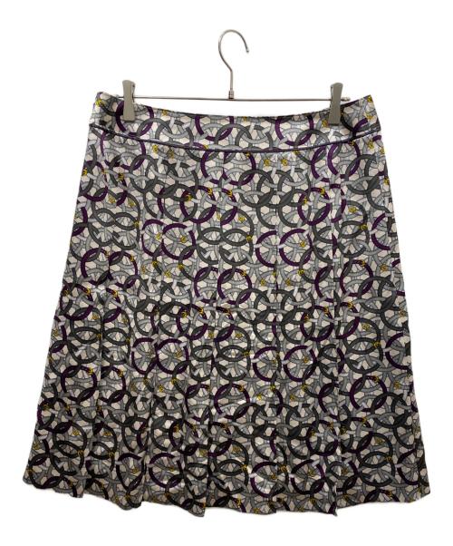 BURBERRY LONDON（バーバリーロンドン）BURBERRY LONDON (バーバリーロンドン) 総柄スカート グレー×パープル サイズ:46の古着・服飾アイテム