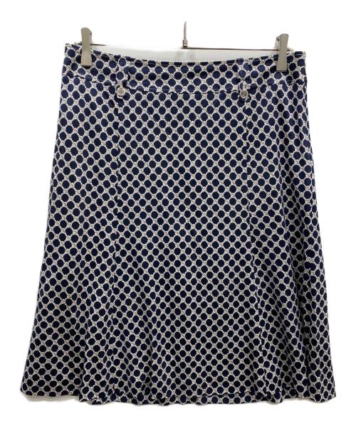 BURBERRY LONDON（バーバリーロンドン）BURBERRY LONDON (バーバリーロンドン) シルクスカート ホワイト×ネイビー サイズ:44の古着・服飾アイテム