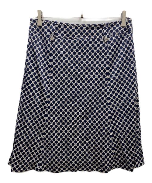 BURBERRY LONDON（バーバリーロンドン）BURBERRY LONDON (バーバリーロンドン) シルクスカート ホワイト×ネイビー サイズ:44の古着・服飾アイテム