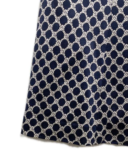 BURBERRY LONDON（バーバリーロンドン）BURBERRY LONDON (バーバリーロンドン) シルクスカート ホワイト×ネイビー サイズ:44の古着・服飾アイテム