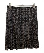 BURBERRY LONDONバーバリーロンドン）の古着「シルクスカート」｜ブラック×ベージュ