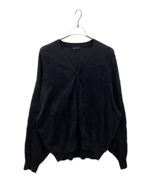 LAD MUSICIAN（ラッドミュージシャン）LAD MUSICIAN (ラッドミュージシャン) フラワー刺繍 ニットカーディガン ブラック サイズ:44の古着・服飾アイテム