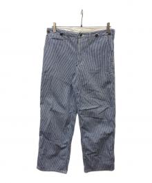 Dry Bones（ドライボーンズ）の古着「ヒッコリーシンチバッグパンツ」｜ホワイト×ネイビー