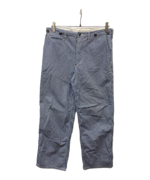 Dry Bones（ドライボーンズ）Dry Bones (ドライボーンズ) ヒッコリーシンチバッグパンツ ホワイト×ネイビー サイズ:W30の古着・服飾アイテム