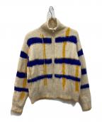 PAMMパム）の古着「透明な空気のチェックジップニット」｜ベージュ