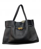 VIOLAd'OROヴィオラドーロ）の古着「イタリアンWフェイスレザー ラージ トートバッグ」｜ブラック