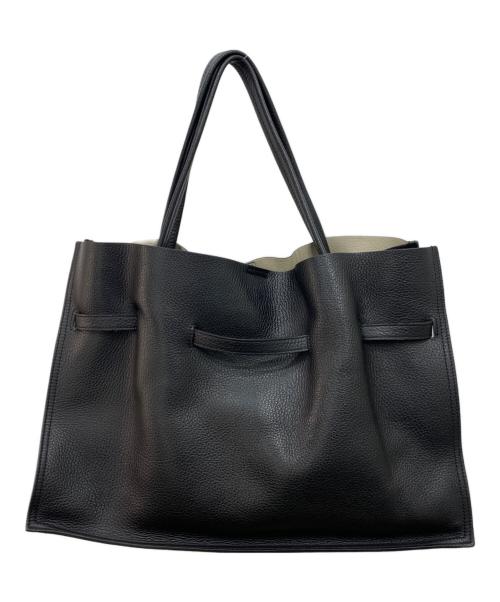 VIOLAd'ORO（ヴィオラドーロ）VIOLAd'ORO (ヴィオラドーロ) イタリアンWフェイスレザー ラージ トートバッグ ブラックの古着・服飾アイテム