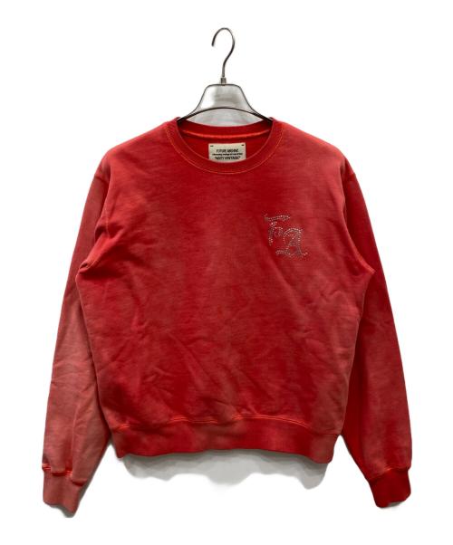 BEAMS（ビームス）BEAMS (ビームス) FADE RHINE STONE SWEAT CREW レッド サイズ:Mの古着・服飾アイテム