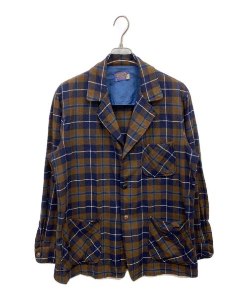 PENDLETON（ペンドルトン）PENDLETON (ペンドルトン) ウールテーラードジャケット ネイビー×ブルー サイズ:Mの古着・服飾アイテム