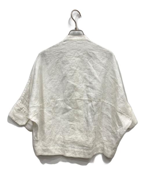 MACPHEE（マカフィー）MACPHEE (マカフィー) ベルギーリネン バンドカラーハーフスリーブシャツ ホワイト サイズ:36の古着・服飾アイテム