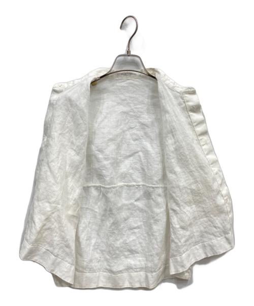 MACPHEE（マカフィー）MACPHEE (マカフィー) ベルギーリネン バンドカラーハーフスリーブシャツ ホワイト サイズ:36の古着・服飾アイテム
