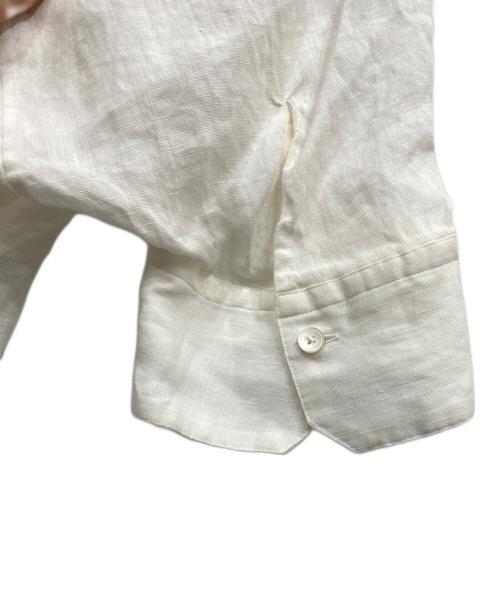 MACPHEE（マカフィー）MACPHEE (マカフィー) ベルギーリネン バンドカラーハーフスリーブシャツ ホワイト サイズ:36の古着・服飾アイテム