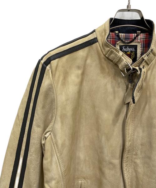 Schott（ショット）Schott (ショット) ダート加工レーシングジャケット ベージュ サイズ:XLの古着・服飾アイテム