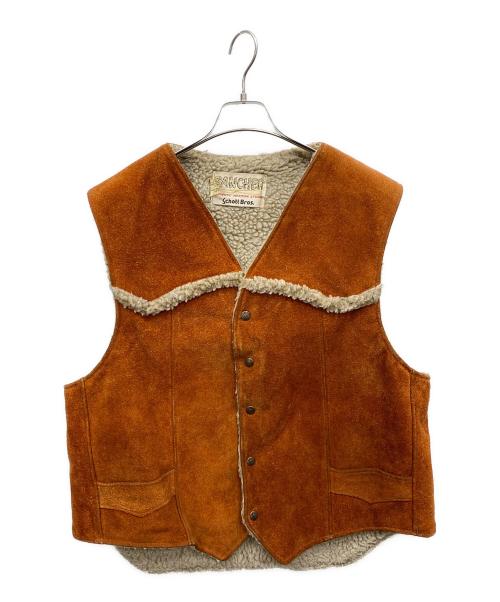 Schott（ショット）Schott (ショット) ボアライナースエードベスト ブラウン サイズ:Lの古着・服飾アイテム
