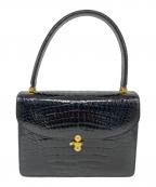 KWANPENクワンペン）の古着「クロコレザーハンドバッグ」｜ブラック