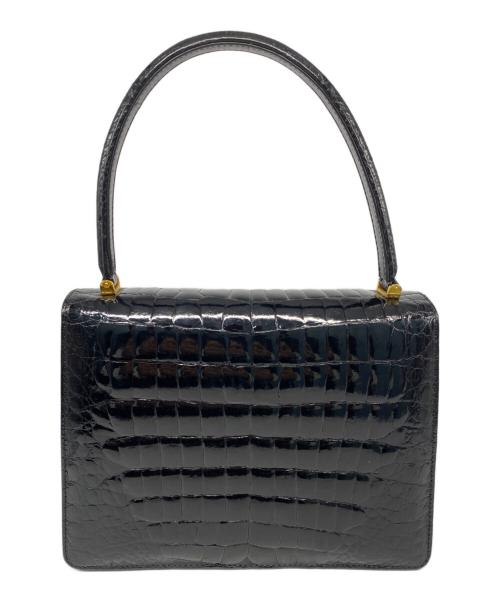 KWANPEN（クワンペン）KWANPEN (クワンペン) クロコレザーハンドバッグ ブラックの古着・服飾アイテム