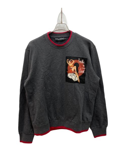 DOLCE & GABBANA（ドルチェ＆ガッバーナ）DOLCE & GABBANA (ドルチェ＆ガッバーナ) クルーネックスウェット ブラック サイズ:52（XL)の古着・服飾アイテム