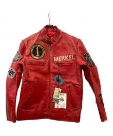 DOG FIGHT（ドッグファイト）の古着「シングルライダースジャケット」｜レッド