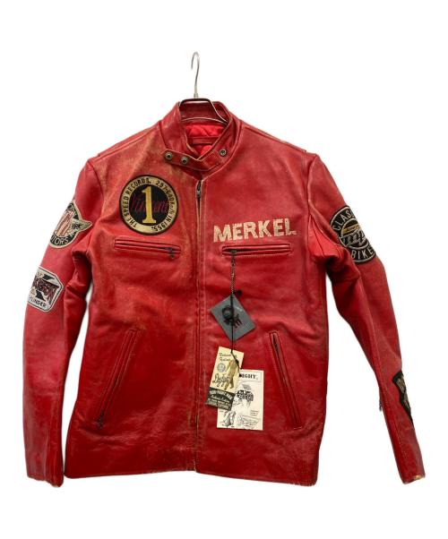 DOG FIGHT（ドッグファイト）DOG FIGHT (ドッグファイト) シングルライダースジャケット レッド サイズ:5の古着・服飾アイテム