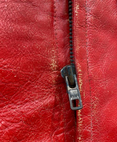 DOG FIGHT（ドッグファイト）DOG FIGHT (ドッグファイト) シングルライダースジャケット レッド サイズ:5の古着・服飾アイテム