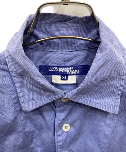 COMME des GARCONS JUNYA WATANABE MAN（コム デ ギャルソン ジュンヤ ワタナベ マン）COMME des GARCONS JUNYA WATANABE MAN (コム デ ギャルソン ジュンヤ ワタナベ マン) バックナイロン切替チェックシャツ ブルー サイズ:XSの古着・服飾アイテム