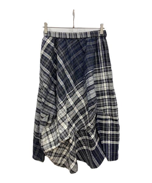 慈雨（ジウ）慈雨 (ジウ) MADRAS CHECK SKIRT グレー サイズ:40の古着・服飾アイテム