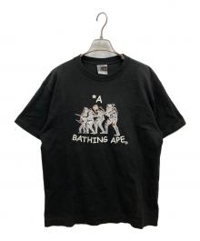 BAPE BY A BATHING APE（ベイプバイアベイシングエイプ）の古着「プリントTシャツ」｜ブラック