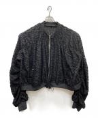 seytoセイト）の古着「シースルーレースギャザーブルゾン」｜ブラック