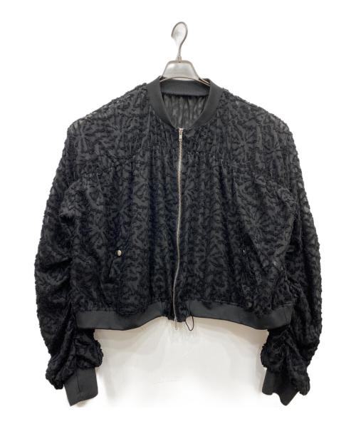 seyto（セイト）seyto (セイト) シースルーレースギャザーブルゾン ブラック サイズ:2の古着・服飾アイテム