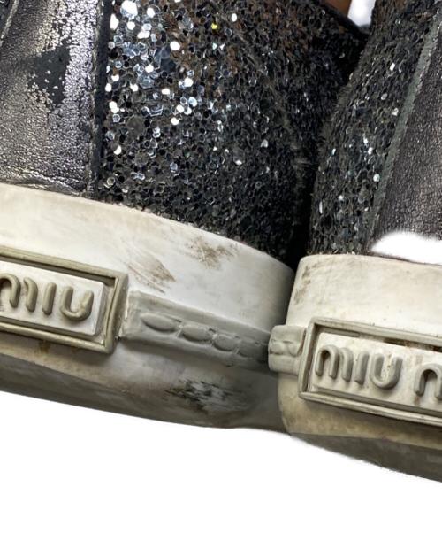 MIU MIU（ミュウミュウ）MIU MIU (ミュウミュウ) グリッターメタルローカットスニーカー ブラック サイズ:37.5の古着・服飾アイテム
