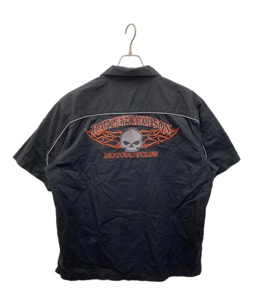 HARLEY-DAVIDSON（ハーレーダビッドソン）HARLEY-DAVIDSON (ハーレーダビッドソン) 刺繍半袖シャツ ブラック サイズ:XLの古着・服飾アイテム