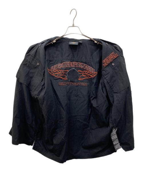 HARLEY-DAVIDSON（ハーレーダビッドソン）HARLEY-DAVIDSON (ハーレーダビッドソン) 刺繍半袖シャツ ブラック サイズ:XLの古着・服飾アイテム