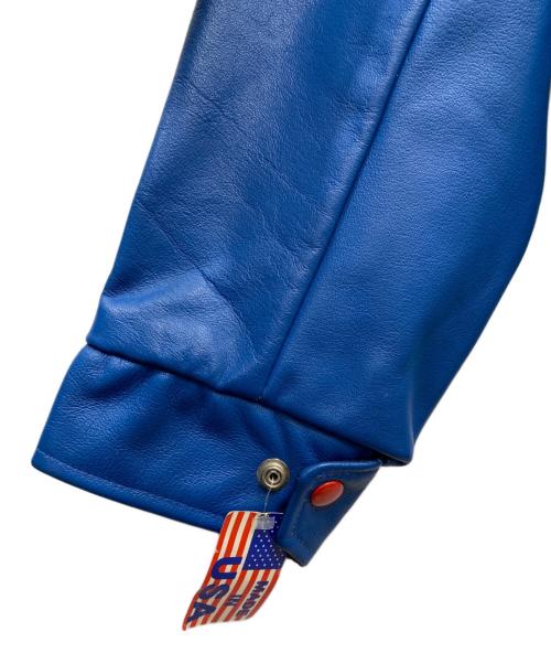skookum（スクーカム）skookum (スクーカム) レザージャケット ブルー サイズ:40の古着・服飾アイテム
