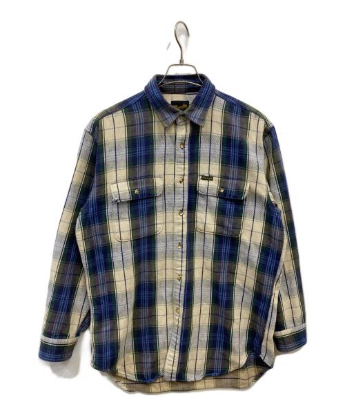 Wrangler（ラングラー）Wrangler (ラングラー) 長袖シャツ ホワイト×ネイビー サイズ:Lの古着・服飾アイテム