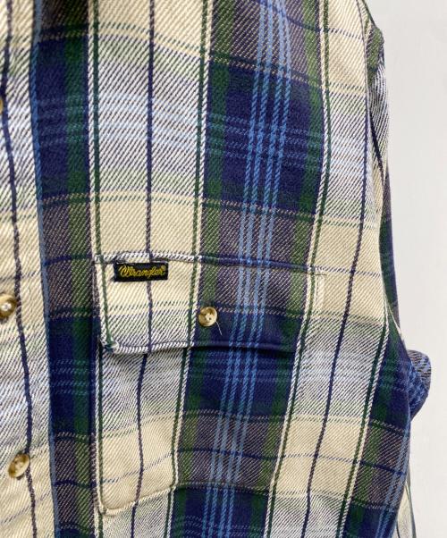 Wrangler（ラングラー）Wrangler (ラングラー) 長袖シャツ ホワイト×ネイビー サイズ:Lの古着・服飾アイテム