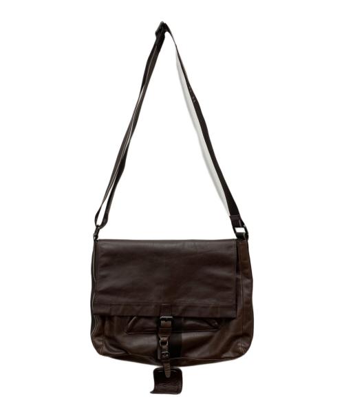 BOSS HUGO BOSS（ボス ヒューゴボス）BOSS HUGO BOSS (ボス ヒューゴボス) レザーメッセンジャーバッグ ブラウンの古着・服飾アイテム