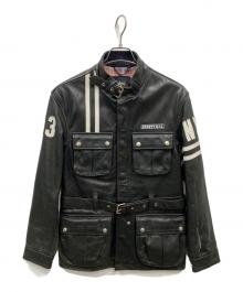 Schott（ショット）の古着「ラインロゴレザージャケット」｜ブラック