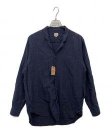 gold（ゴールド）の古着「LINEN BROAD STRIPE ATELIER SHIRT」｜ネイビー
