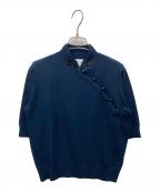 MUVEILミュベール）の古着「ビーズ刺繍レーヨン混ニット」｜ネイビー