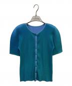 PLEATS PLEASEプリーツプリーズ）の古着「半袖カーディガン」｜ブルー