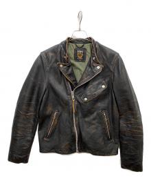 Schott（ショット）の古着「茶芯レザーダブルブレストライダースジャケット」｜ブラック