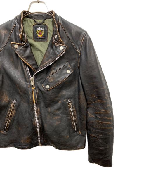 Schott（ショット）Schott (ショット) 茶芯レザーダブルブレストライダースジャケット ブラック サイズ:Mの古着・服飾アイテム
