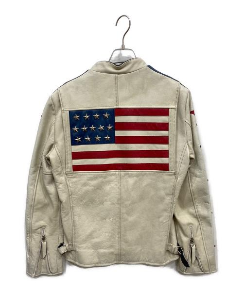 Schott（ショット）Schott (ショット) スターワッペンライダースジャケット ホワイト サイズ:Mの古着・服飾アイテム