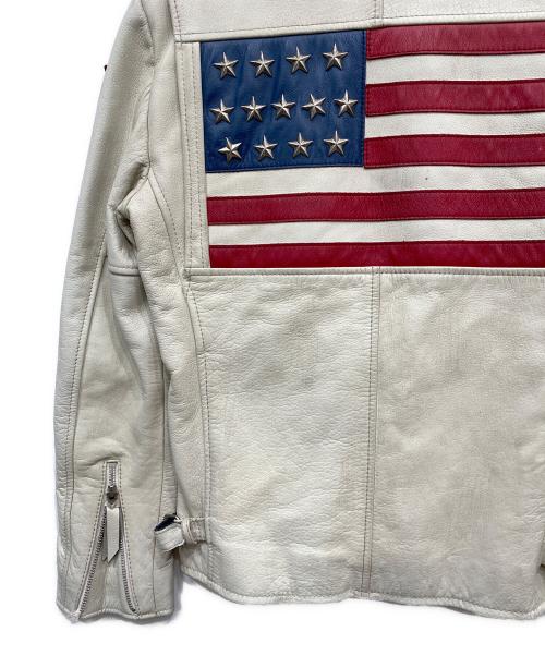 Schott（ショット）Schott (ショット) スターワッペンライダースジャケット ホワイト サイズ:Mの古着・服飾アイテム