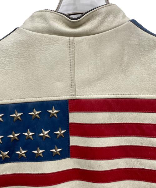Schott（ショット）Schott (ショット) スターワッペンライダースジャケット ホワイト サイズ:Mの古着・服飾アイテム