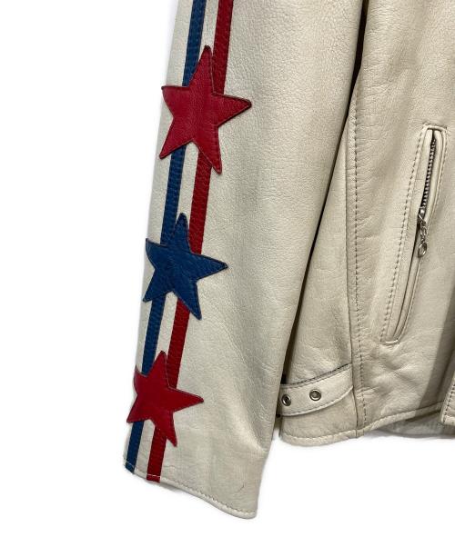 Schott（ショット）Schott (ショット) スターワッペンライダースジャケット ホワイト サイズ:Mの古着・服飾アイテム